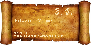 Belovics Vilmos névjegykártya